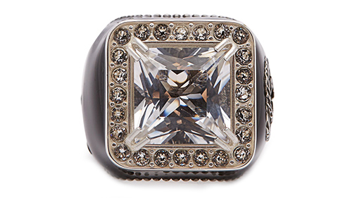 Crystal-embellished signet ring, Gucci